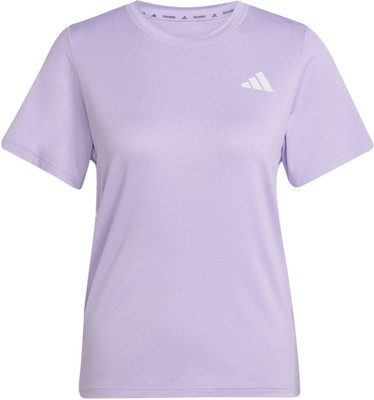 ADIDAS Printed, Solid Women Round Neck Purple T-Shirt