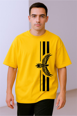 goodsign Printed Men Round Neck Yellow T-Shirt