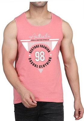 WOOSTRO Printed, Typography Men Round Neck Pink T-Shirt