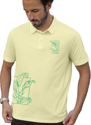 Fighterheero Printed Men Polo Neck Yellow T-Shirt