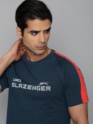 SLAZENGER Sporty Men Round Neck Light Blue T-Shirt