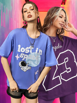 DreamBe Printed Women Round Neck Multicolor T-Shirt