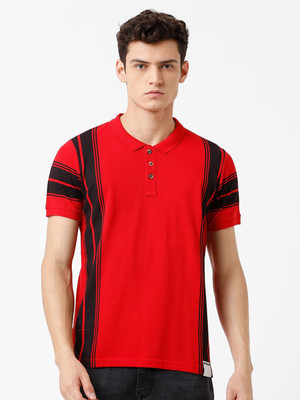 WROGN Printed Men Polo Neck Red T-Shirt