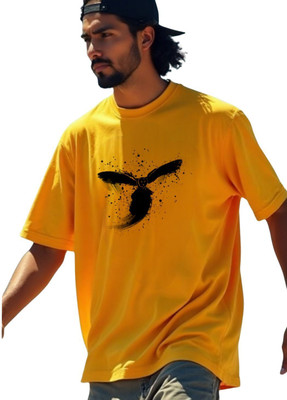 BLOSSOMTRADER Printed Men Round Neck Yellow T-Shirt