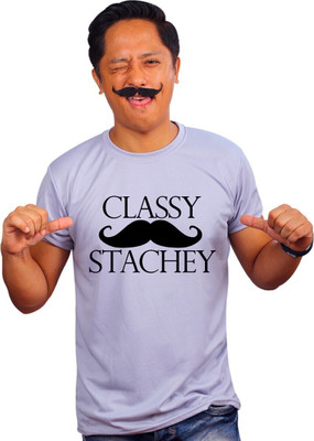 Mooch Wale Printed Men Round Neck Purple T-Shirt