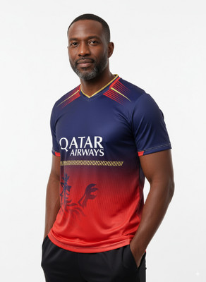 Thiva Printed Men V Neck Red T-Shirt