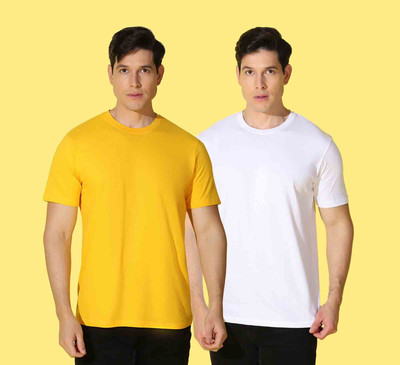 WOOSTRO Solid Men Round Neck Multicolor T-Shirt