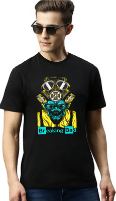 TEEGALLARY Printed Men Round Neck Black T-Shirt