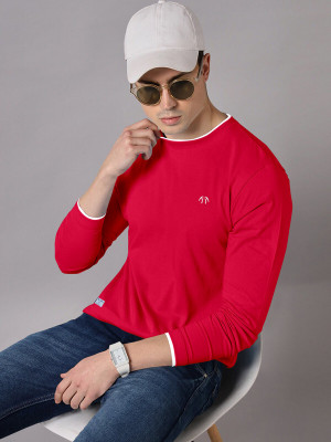 Triptee Solid Men Round Neck Red T-Shirt