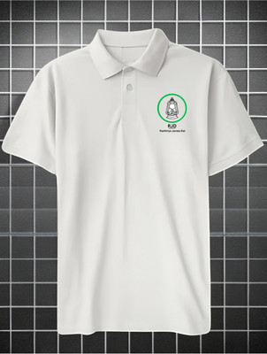 Zoobang Printed Men Polo Neck White T-Shirt