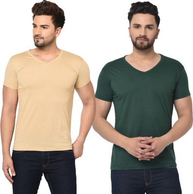 Adorbs Trend Solid Men V Neck Multicolor T-Shirt