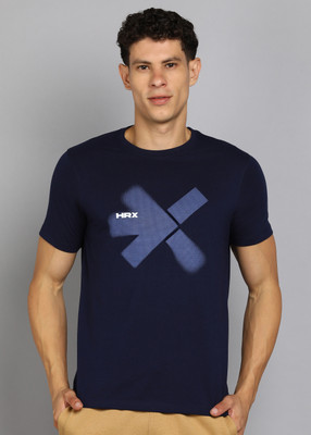 HRX by Hrithik Roshan Printed Men Round Neck Dark Blue T-Shirt