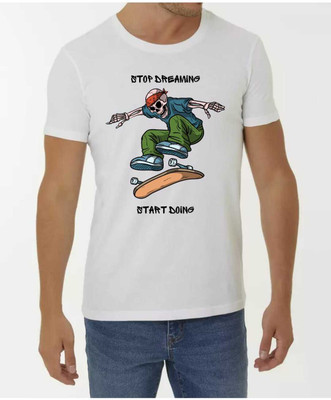 RBT Printed Men Round Neck White T-Shirt