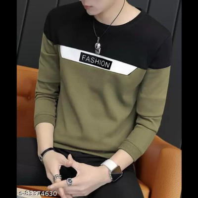 Bell Paper Solid Men Round Neck Green T-Shirt