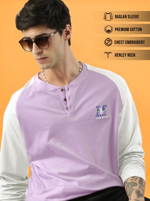 MANIAC Printed Men Round Neck Purple T-Shirt