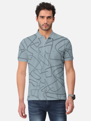 Bullmer Graphic Print Men Polo Neck Grey T-Shirt