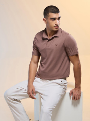 TECHNOSPORT Printed Men Polo Neck Red T-Shirt