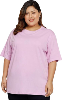 FUNDAY FASHION Solid Women Round Neck Purple T-Shirt
