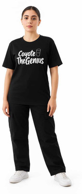 SHEHZADI ONLINE Graphic Print, Typography Women Round Neck Black T-Shirt