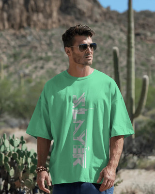 silver moon clothing Graphic Print Men Round Neck Light Green T-Shirt