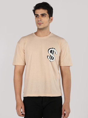 ETC Graphic Print Men Round Neck Beige T-Shirt