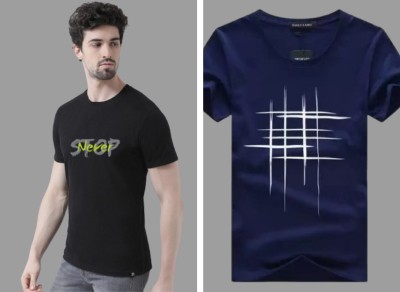 AR 9 Graphic Print Men Round Neck Black, Blue T-Shirt