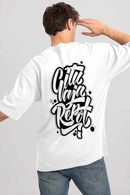 Triptee Printed, Typography Men Round Neck White T-Shirt