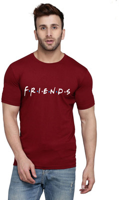 SLOWLORIS Printed Men Round Neck Maroon T-Shirt