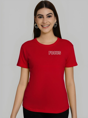 SZN Graphic Print Women Round Neck Red T-Shirt