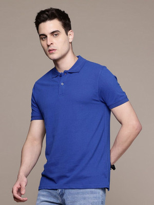 Moda Rapido Solid Men Polo Neck Blue, Grey T-Shirt