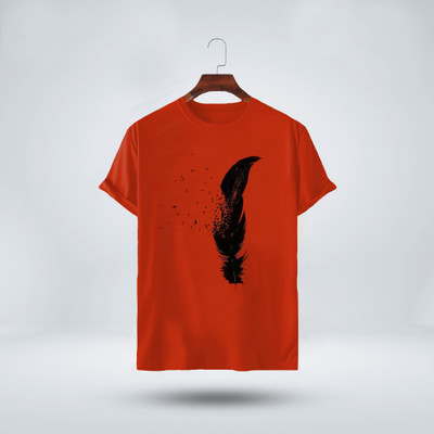 Try This Printed Men Round Neck Orange T-Shirt