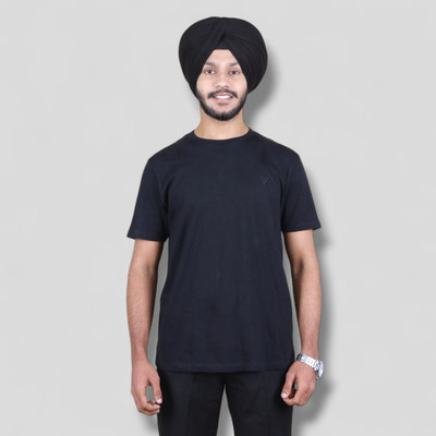 fabiura Solid Men Crew Neck Black T-Shirt
