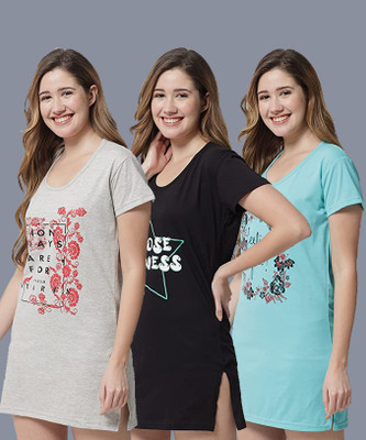 Fit N Fame Printed Women Round Neck Multicolor T-Shirt