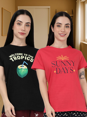 Kryptic Printed Women Round Neck Multicolor T-Shirt