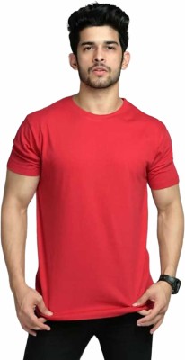 Uniplanet Store Solid Men Round Neck Red T-Shirt