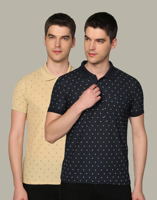 INKKR Printed Men Polo Neck Multicolor T-Shirt