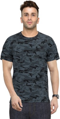 Yilden Military Camouflage Men Round Neck Grey T-Shirt