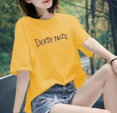 eco runner Typography Women Round Neck Yellow T-Shirt