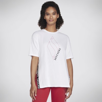 Skechers Printed Women Round Neck White T-Shirt