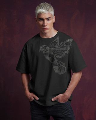 silver moon clothing Printed Men Round Neck Black T-Shirt