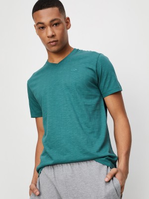 MAX Solid Men Round Neck Green T-Shirt