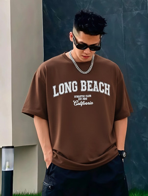 FURRR Printed Men Round Neck Brown T-Shirt