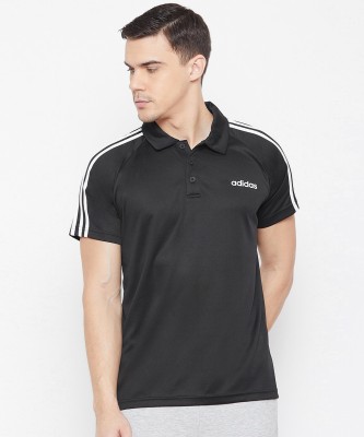 ADIDAS Solid Men Polo Neck Black T-Shirt