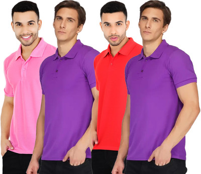 KEOTI Solid Men Polo Neck Multicolor T-Shirt
