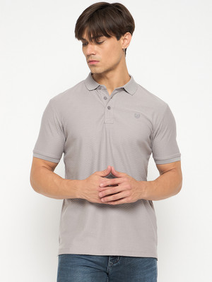 DUKE Solid Men Polo Neck Grey T-Shirt