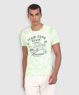 U.S. POLO ASSN. Printed Men Crew Neck Green T-Shirt
