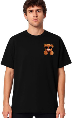 LARRY & EVA Graphic Print, Solid Men Round Neck Grey T-Shirt