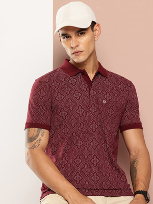 UNIBERRY Solid Men Polo Neck Maroon T-Shirt