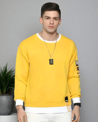 FASHIUM Printed Men Round Neck Yellow T-Shirt