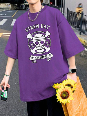 Cool Plus Printed Men Round Neck Purple T-Shirt